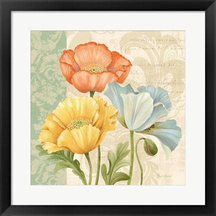 Framed Pastel Poppies Multi I Print