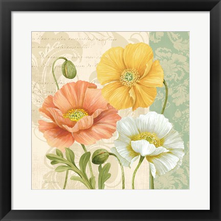 Framed Pastel Poppies Multi II Print