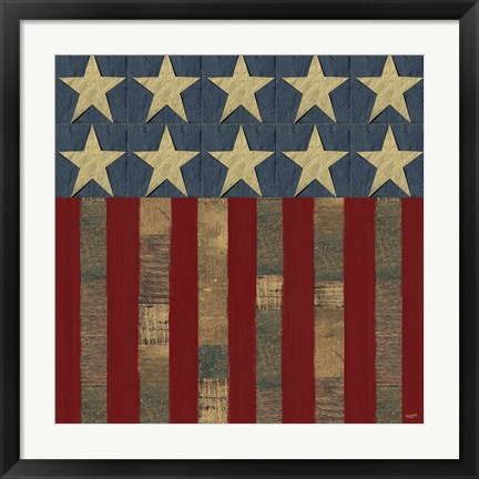 Framed Patriotic Printer Block Flag Print