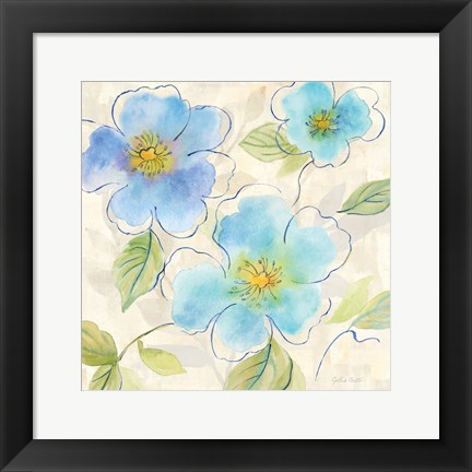 Framed Blue Poppy Garden I Print