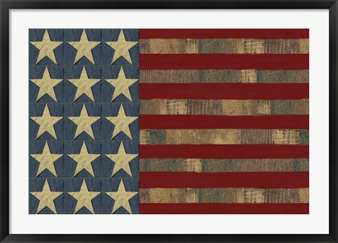 Framed Patriotic Printer Block Flag Print