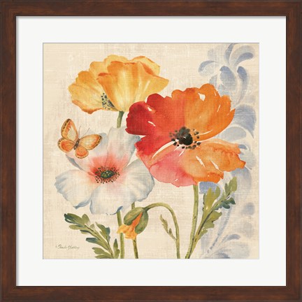 Framed Watercolor Poppies Multi II Print