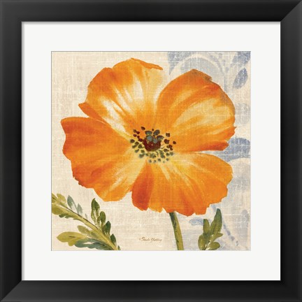 Framed Watercolor Poppies III (Orange) Print