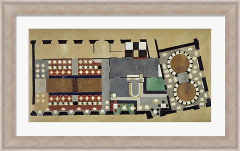 Framed Plan For A Bus Station: Design For The First Floor, 1927 Print