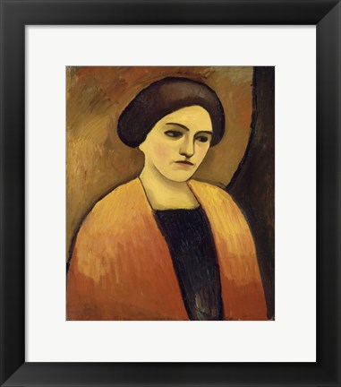 Framed Head Of A Woman In Orange And Brown (Portrait Of The Artist&#39;S Wife),  c.  1911 Print