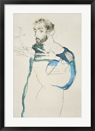 Framed Painter Gustav Klimt In His Blue Painter&#39;S Smock, 1913 Print