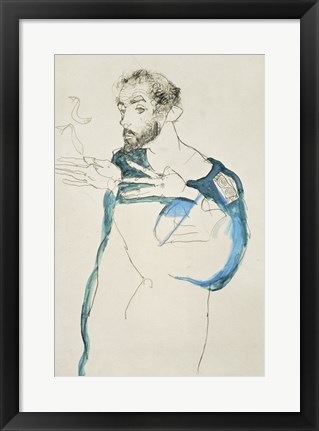 Framed Painter Gustav Klimt In His Blue Painter&#39;S Smock, 1913 Print