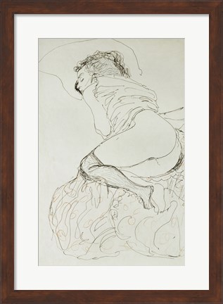 Framed Liegender Halbakt Nach Links - Female Nude, 1912-1913 Print