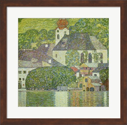 Framed Kirche in Unterach am Attersee - Church in Unterach on Attersee Print