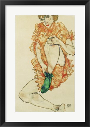 Framed Green Stocking, 1914 Print