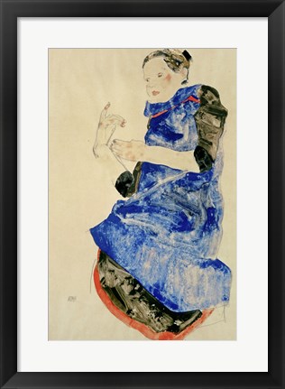 Framed Girl In Blue Apron, 1912 Print