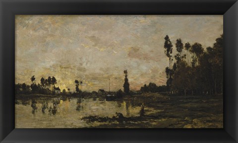 Framed Setting Sun Over The Oise, 1865 Print