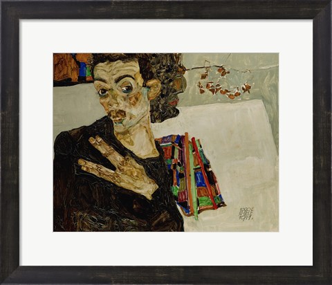 Framed Self-Portrait With Spread Fingers, 1911 Print