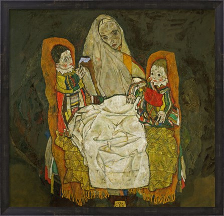 Framed Mother With Two Children, 1915 Print