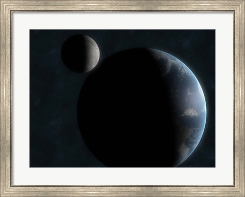 Framed Earth and the Moon Print