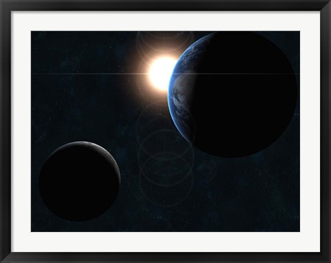 Framed Earth, Moon and Sun Print