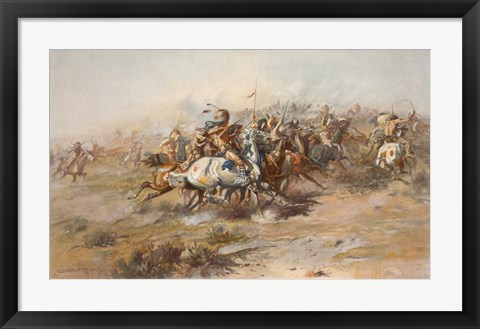 Framed Battle of Little Bighorn Print