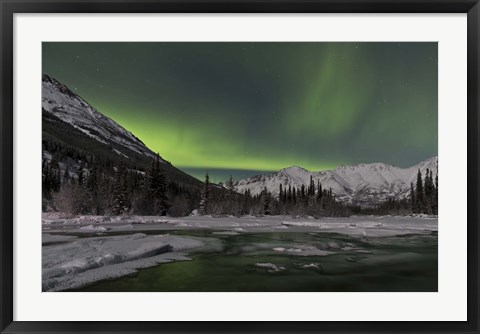 Framed Aurora Borealis over Annie Lake, Yukon, Canada Print