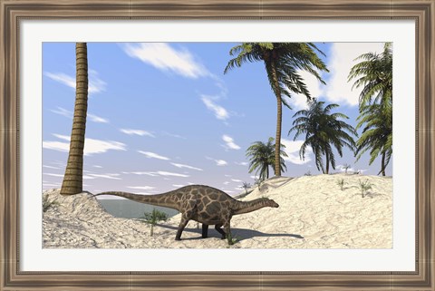 Framed Dicraeosaurus in a Prehistoric Environment Print