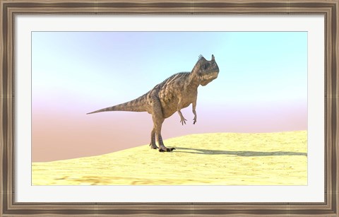 Framed Ceratosaurus Hunting in a Desert Print