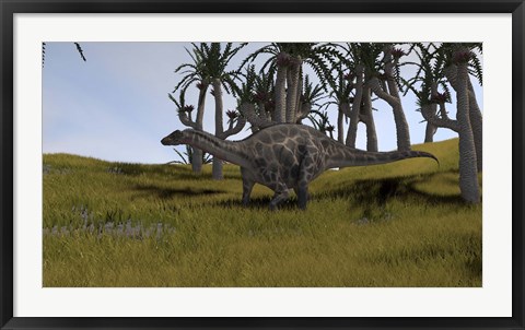 Framed Dicraeosaurus in a Savanna Landscape Print