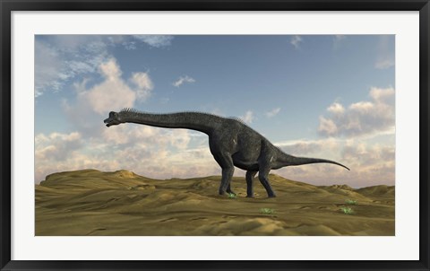 Framed Large Brachiosaurus in a Barren Evnironment Print