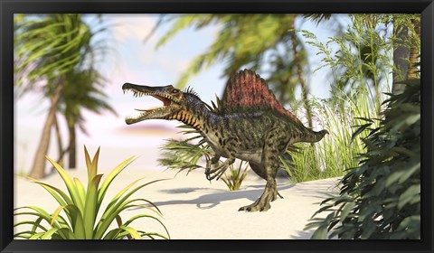 Framed Spinosaurus Hunting for Meal Print