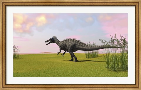 Framed Suchomimus Walking in Grass Print