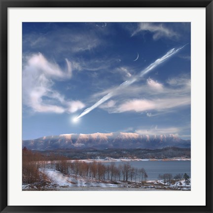 Framed Large Meteor Entering Earth Print