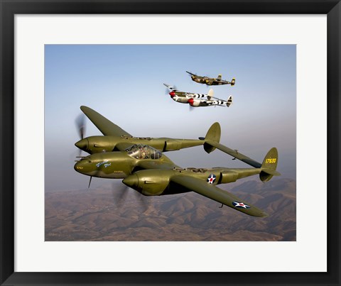 Framed Three Lockheed P-38 Lightnings Print