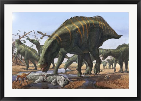 Framed Shantungosaurus Dinosaurs Print