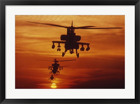 Framed Four AH-64 Apache Helicopters Print