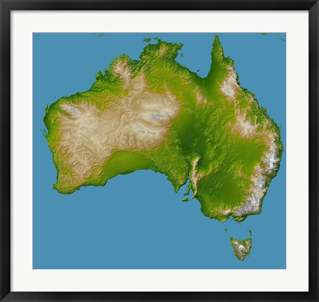 Framed Continent of Australia Print