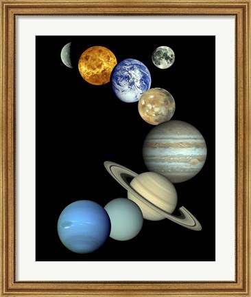 Framed Solar System Montage Print