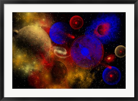 Framed Colorful Universe and Stars Print