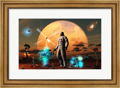 Framed Astronaut Discovers a New World Print