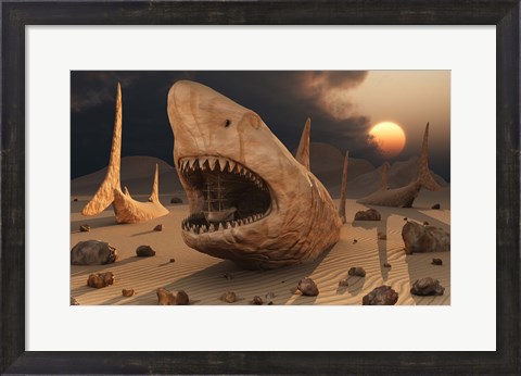 Framed Megalodon Desert Print