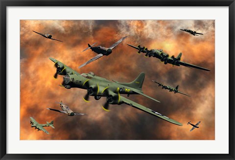 Framed American and German Aircraft Print