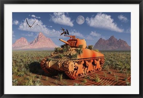 Framed World War II American Sherman Tank Print