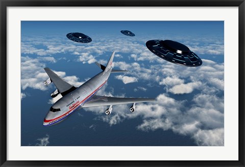 Framed Boeing 747 and UFO&#39;s Print