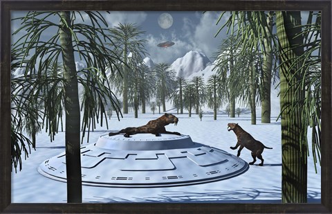 Framed Sabre-Tooth Tigers and UFO&#39;s Print