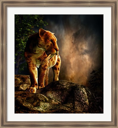 Framed Sabre-toothed Cat Print