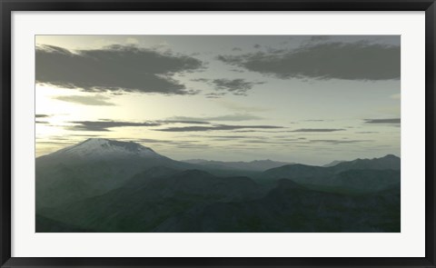 Framed Terragen Render at Twilight Print