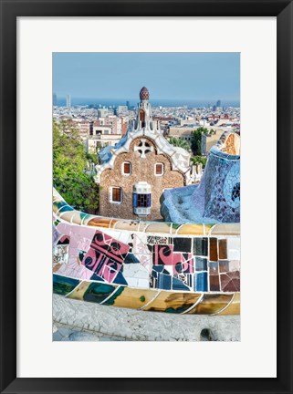 Framed Spain, Catalonia, Barcelona, Park Guell Terrace Print