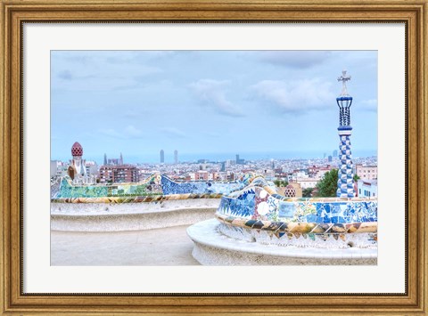 Framed Park Guell Terrace, Barcelona, Spain Print