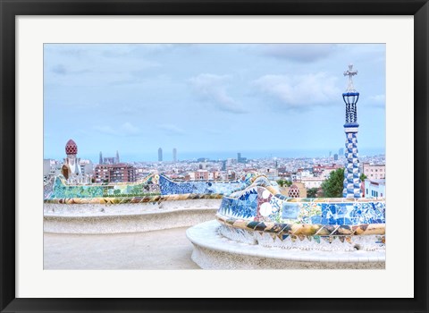 Framed Park Guell Terrace, Barcelona, Spain Print