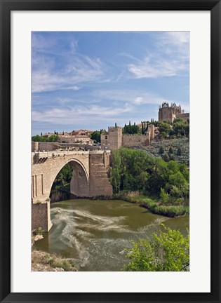 Framed St Martin&#39;s Bridge, Tagus River, Toledo, Spain Print