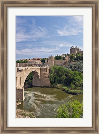 Framed St Martin&#39;s Bridge, Tagus River, Toledo, Spain Print