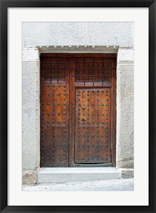 Framed Traditional Door, Toledo, Spain Print