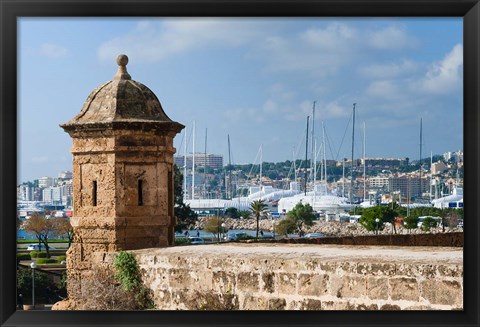 Framed City ramparts, Palma de Mallorca, Majorca, Balearic Islands, Spain Print